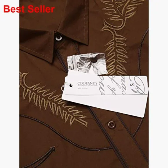 Cotton Western Embroidered Button Down Shirt Long Sleeve Casual